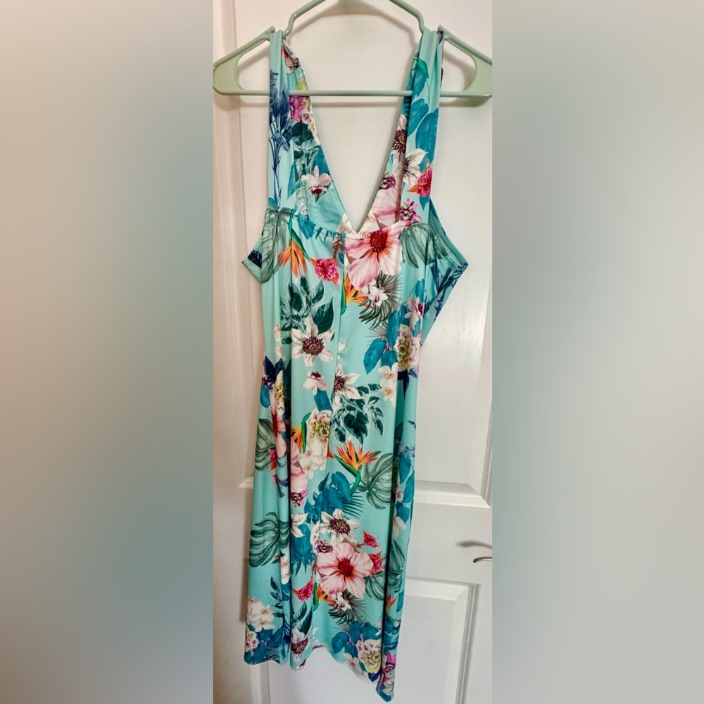 Boston Proper Teal Floral Dress - Picture 5 of 7